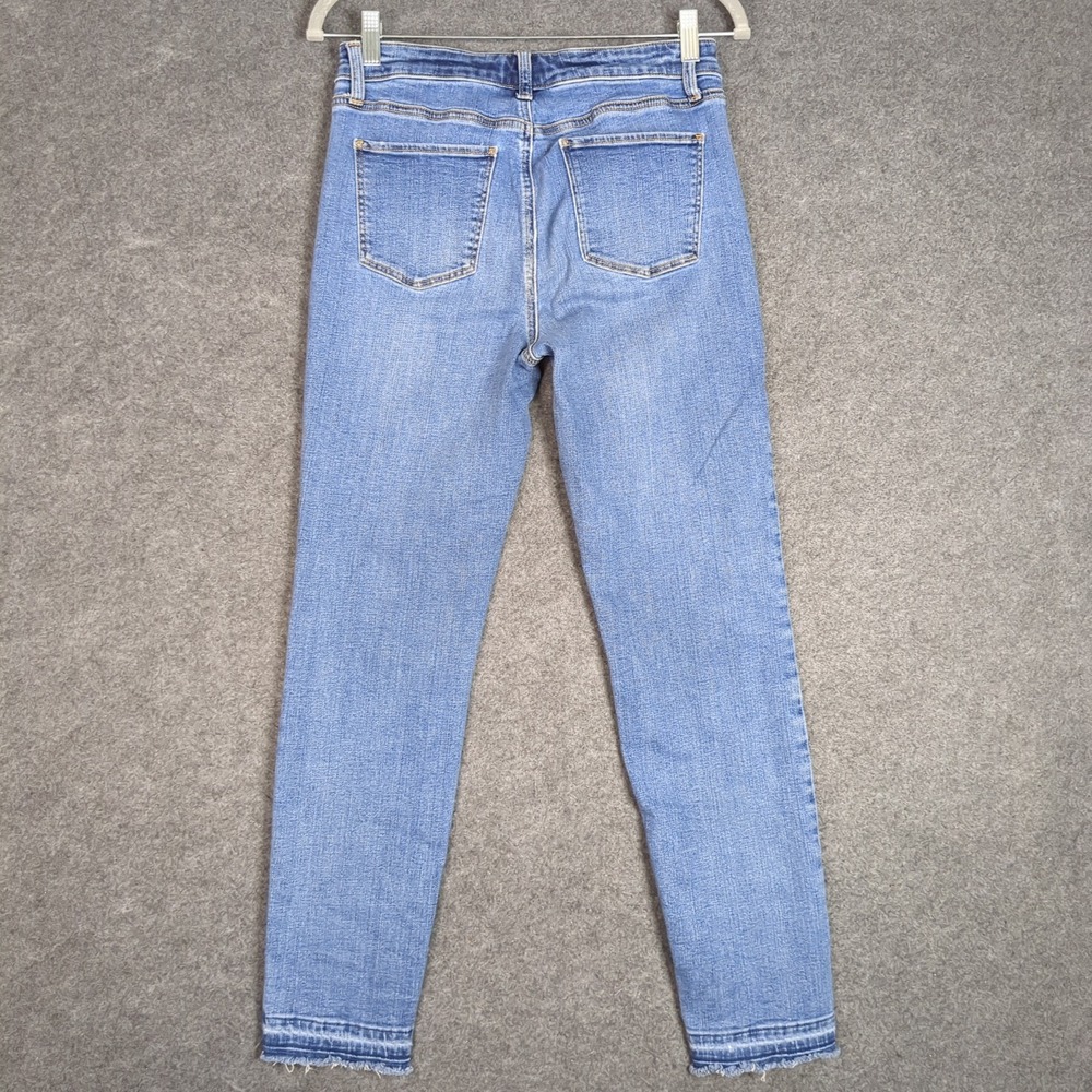 Talbots Slim Ankle Jean Womens 4 Blue Medium Wash Frayed Raw Hem Denim Mid Rise - Picture 7 of 15